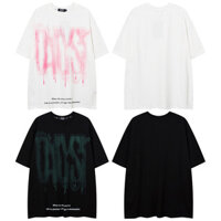 Đường Phố BALY STYIE Thường Ngày Cotton Tay Ngắn Màu Hồng Chữ Trên ngực Áo Thun Thường Ngày Áo Mùa Hè Unisex Rời Thể Thao Áo