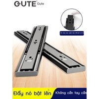 Đường ray ngăn kéo màu đen tốt dày hướng dẫn phục hồi im lặng kiểu đẩy trượt ngăn kéo ba phần tự độ