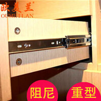 Đường ray trượt bằng thép không gỉ nặng, ba phần, đệm giảm chấn, đường ray trượt cho ngăn kéo bàn máy tính, đường ray dẫn hướng tủ im lặng với ổ bi EMC6