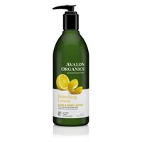 Dưỡng thể hương chanh dưỡng ẩm cơ thể & tay Avalon Organics Hand & Body Lotion Refreshing Lemon 340g (Mỹ)