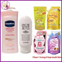 Dưỡng Thể VASELINE + Kem Dưỡng SNOW WHITE SECRET KEY + Muối Tẩy Tế Bào Chết A BONNE (COMBO)