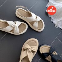 Duoya Tóc Thẳng ~ [Hàng Có Sẵn] [Hàng Có Sẵn] Giày Sandal Đi Biển Mùa Hè Bong Bóng Siêu Mềm Thắt Nút Chéo Đơn Giản Cho Nữ Miễn Phí Vận Chuyển