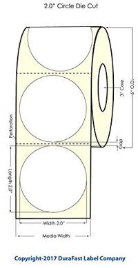 DuraFast Inkjet High Gloss Roll-Fed Paper 2" Circle Labels for Epson TM-C7500, TM-C7500G, Primera LX900, LX1000, LX2000 and Other Printer Brands, 1100 Labels...