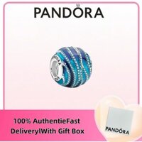 DUTY Free trang sức bạc Sterling S925 100% quà tặng trang sức nhẫn Pandora Charm sóng xanh 797012enmx