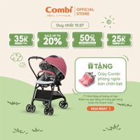 (DUY NHẤT 15/7 - TẶNG 1 ĐÔI GIÀY COMBI) Xe đẩy Combi Sugocal Light 4 bánh quay tự động màu hồng