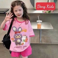 DXD-Bộ bé gái in Baby Three thỏ xinh xắn, chất cotton mềm mại, từ 10-62kg
