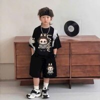 DXD- Bộ bé trai in Labubu siêu ngầu,chất cotton mềm mại, từ 10-60kg