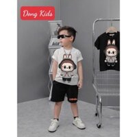 DXD- Bộ bé trai in Labubu tai phone, cotton mềm mại, từ 10-55kg