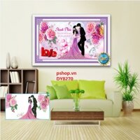 [DY8270] Tranh đính đá Cô Dâu Chú Rể 80x50 cm