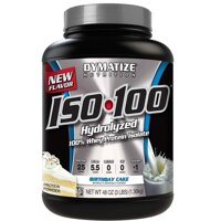 Dymatize ISO 100 Whey Protein Powder with 25g of Hydrolyzed 100% Whey Isolate, Gluten Free, Fast Digesting, Birthday Cake, 3 Pound