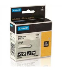 Dymo S0718580 (18443), Vinyl Label Tape, 9mm x 5.5m, Black on White