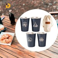 Dynwave 4x Cốc Inox Bộ Cốc Uống Cốc Cắm Trại Bộ Đồ Ăn Du Lịch Cốc 350ml Cốc Bia Cho Ba Lô BBQ