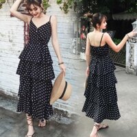𝐑Ẻ Đầm Maxi Lụa, Đầm Tầng 2 Dây Dự Tiệc SAVVY Dress Bigsize ` ` . *