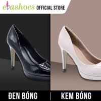 𝐓ế𝐭🌺 Giày Cao Gót Bít Mũi Đế Đúp Da Bóng 10cm Evashoes - Eva8184(Màu Đen,Kem) SD54 * re nha1