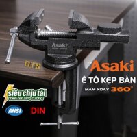 Ê tô kẹp bàn công nghiệp mâm xoay 360° Asaki – Eto kẹp bàn mini cơ khí, giữ chặt chi tiết, thanh vít thép xoắn dày