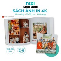 [E-voucher] In sách ảnh theo yêu cầu bìa cứng 40 trang 15 x 15cm - In 4K siêu nét trên app NIZI