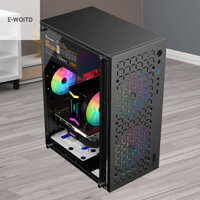 E-woitd Micro ATX / ITX Vỏ PC DIY trong suốt Vỏ máy tính để bàn bằng kính HDD + SSD Bộ nguồn ATX 250mm Thẻ đồ họa 3 quạt làm mát HNVN