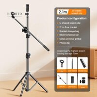E-woitd Micro Boom Tripod Chân Đế 1.7 2.1M Mic Chân Đế 66CM Tay Chữ Thập Có Kẹp Và Giá Đỡ Điện Thoại Cho Iphone Samsung Xiaomi HNVN