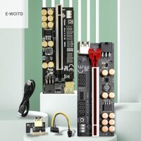 E-woitd Mới Nhất VER016 PCIE Riser 016 V016 Riser PCI Express X16 Nhiệt Độ Điện Áp 3 RGB LED 6P USB Khai Thác Riser Cho Card Video HNVN