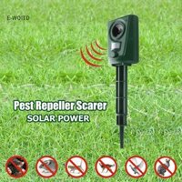 E-woitd Siêu Âm Năng Lượng Mặt Trời Mèo Chó Đuổi Cáo Pest Scarer Deterrent Repeller Vườn QDD