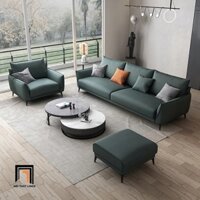 E1 Set ghế sofa màu xanh lá da Pu KT37 Noha cho phòng khách đẹp