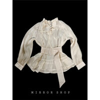 E11 [Quảng Châu] áo tiểu thư voan màu kem - hàng hotgirl dưới 55kg