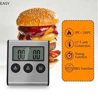 Ea Digital Bếp Nhiệt Kế Màn Hình LCD Đầu Dò Dài Cho Lò Nướng Thực Phẩm Thịt Báo Động Hẹn Giờ Đo VN