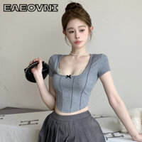 EAEOVNI áo phông áo thun nữ croptop baby tee Thể thao phổ biến Casual Xu hướng WTX24408ZT 25Z240617