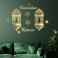 Eas- Eid Mubarak Acrylic Gương Dán Tường Đề Can Dán Tường Tự Dính Lễ Hội Ramadan Trang Trí