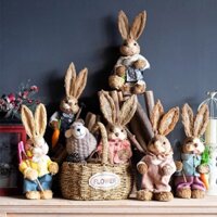 Easter Bunny Prop Trang trí phòng khách Mô phỏng Easter Bunny Lông thỏ Cỏ