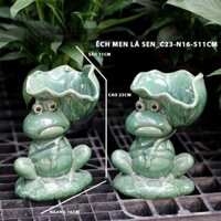 Ếch men lá sen, vật dụng trang trí, trang trí tiểu cảnh - Central Garden