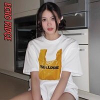 Echo Ridge Mùa Hè Tay Ngắn Mỹ Nặng Cotton Retro Rời Chữ In Mới Cho Nam Và Nữ