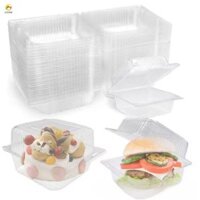 Echog 100 Hộp Đựng Thực Phẩm Mang Lại, Có Nắp Nhựa Hộp Nhựa Dùng Một Lần, Hộp Bánh Phô Mai Vuông Có Thể Xếp Chồng Đa Năng Sinh Nhật