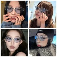 Echog Nữ Hình Bầu Dục, Kính Mát Mắt Mèo Kim Loại Punk, Thời Trang UV400 Y2k Vintage Cay Bé Gái Kính Mắt