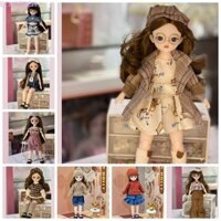 Echotech Big Eyes Princess BJD Doll, Mini Thick Hair 30cm BJD Doll, Starry Eye Doll Safe Plastic Trang điểm Hàn Quốc Look Cute 1 / 6 BJD Doll Mini Girl Toy Play House