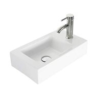 Eclife 18-3/8" 1.5 GPM Wall Mount White Ceramic Sink Bathroom Rectangle with Chrome Faucet with Pop Up Drain P Trap T02