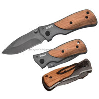 EDC Folding Knife Pocket Với Thép Không Gỉ Blade Gỗ Xử Lý Thumb Stud Opener Portable Cắm Trại