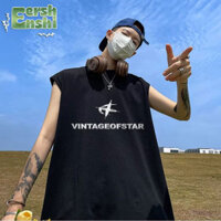Eershenshi Áo Vest Không Tay Nam Mỹ Retro In Hình Hoạt Hình Thiết Kế Vai Rộng Size Lớn Áo Thun Không Tay