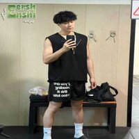 Eershenshi Nam In Chữ Quần Short American High Street Lưới Thoáng Khí Dây Rút Quần Short Dài Đến Đầu Gối