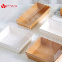 EFHP4N - Hộp giấy kraft thực phẩm - Nắp PET - Nâu - 20.5x15x6 cm (25 hộp)