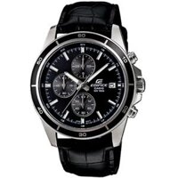 EFR-526L-1AVUDF | Đồng Hồ Casio | Edifice | Nam | Dây Da | Nền Mặt Đen | Chống Nước WR100M