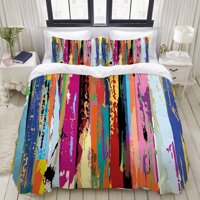 EFYSOI Duvet Cover Twin, Luxury Soft Teen Girls Duvet Cover Set, Multicolored Expressionist Work of Art Vibrant Rainbow Design Tainted Pattern, 100...