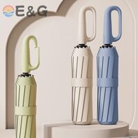 E.g Ô gấp ngược hoàn toàn tự động với ô UV sọc phản quang chống gió cho nam và nữ Tay cầm Carabiner Du lịch mới