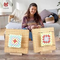 [Egi] Bảng chặn đan bằng gỗ Đồ vuông Granny Thảm chặn móc cho khăn choàng Khăn quàng cổ Tất áo len và các dự án thủ công tự làm [VN]