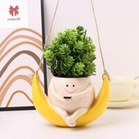 [Egi] Chậu trồng cây mặt xoay dễ thương Chậu trồng cây treo tường Mặt cười Nhựa Chậu hoa Cây treo sáng tạo Chậu trồng cây xoay trang trí nội thất [VN]