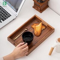 Ehbqna Khay Gỗ Hình Chữ Nhật Gỗ Mun Khay Trà Trái Cây Ăn Nhẹ Cà Phê Ăn Sáng Khay Phục Vụ Đĩa Ăn Nhà Bếp Bộ Đồ Ăn Mới