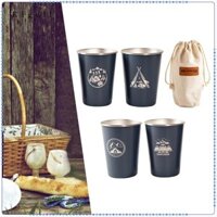 Eigl 4x Thép Không Gỉ Cốc Tumbler Bộ Cốc Uống Cắm Trại Bộ Đồ Ăn Du Lịch Cốc 350ml Cốc Bia Cho Ba Lô BBQ