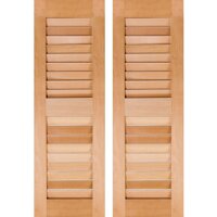 Ekena Millwork RWL18X076UNW Exterior Real Wood Cedar Louvered Shutters (Per Pair), Unfinished, 18"W x 76"H