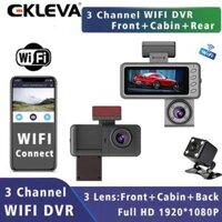 Ekleva 1080P ba hướng cam Xe DVR Camera hành trình Được Xây Dựng Trong điện thoại Wifi Kết Nối Ba Camera hành trình Cho Xe Tải Xe nhìn đêm hồng ngoại