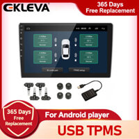 EKLEVA Hệ Thống Giám Sát Áp Suất Lốp Xe Hơi TPMS Android USB Cảm Biến Bên Ngoài Bên Trong Lốp Dự Phòng Cho Máy Phát DVD Radio Báo Động Nhiệt Độ Với Bốn Cảm Biến